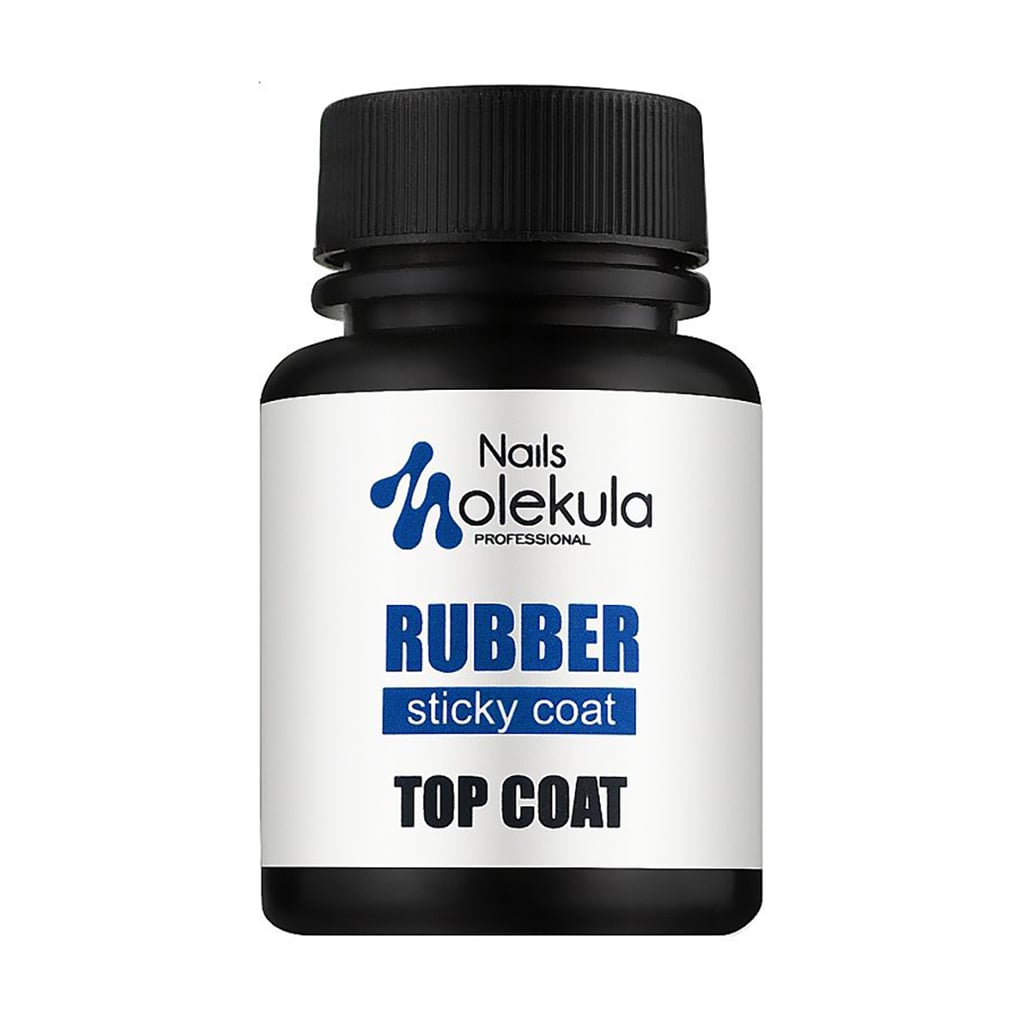 Фінішне покриття для гель-лаку Nails Molekula Professional Rubber Top Coat з липким шаром, 30 мл